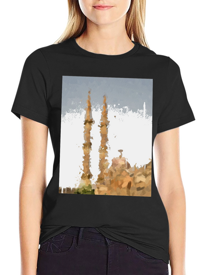 Mosque Painting Graphic Tee - Mens Black T-Shirt