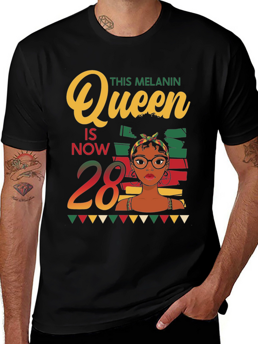 Melanin Queen 28th Birthday T-Shirt