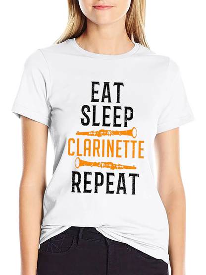 Eat Sleep Clarinette Repeat Black Graphic Tee