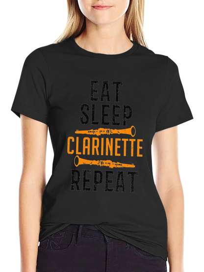 Eat Sleep Clarinette Repeat Black Graphic Tee