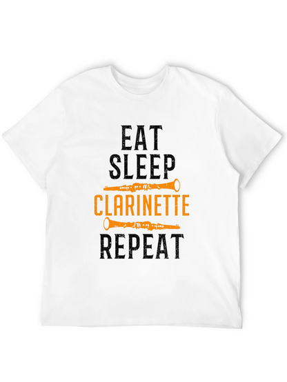 Eat Sleep Clarinette Repeat Black Graphic Tee