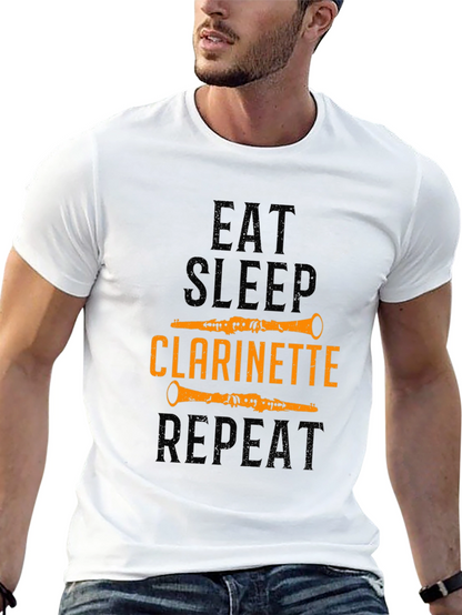 Eat Sleep Clarinette Repeat Black Graphic Tee