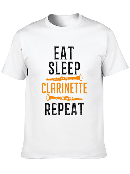 Eat Sleep Clarinette Repeat Black Graphic Tee