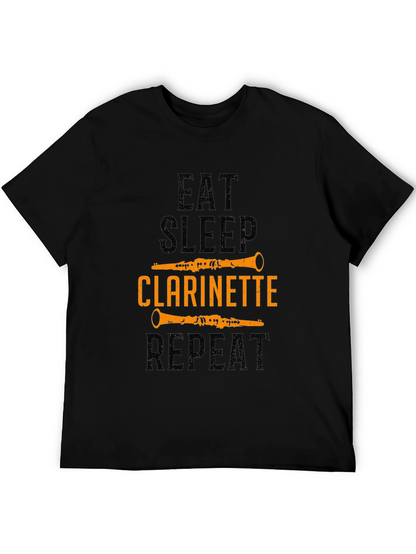 Eat Sleep Clarinette Repeat Black Graphic Tee