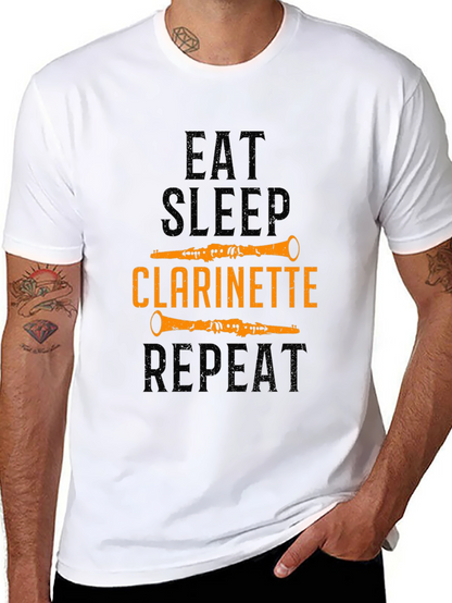 Eat Sleep Clarinette Repeat Black Graphic Tee