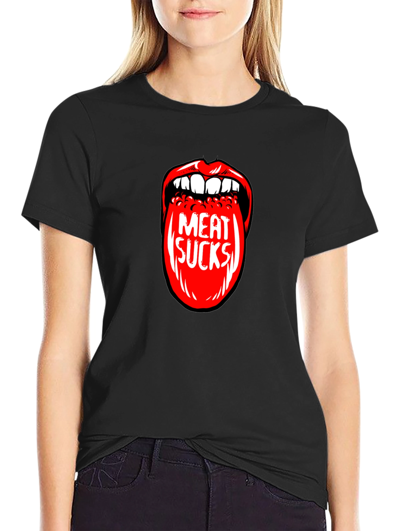Meat Sucks Graphic Print T-Shirt
