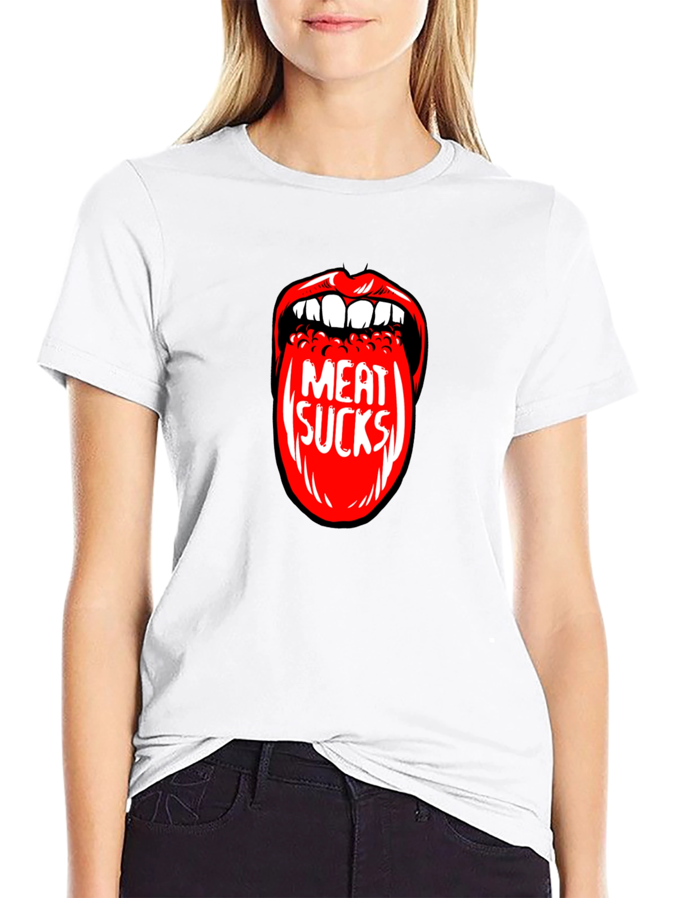 Meat Sucks Graphic Print T-Shirt