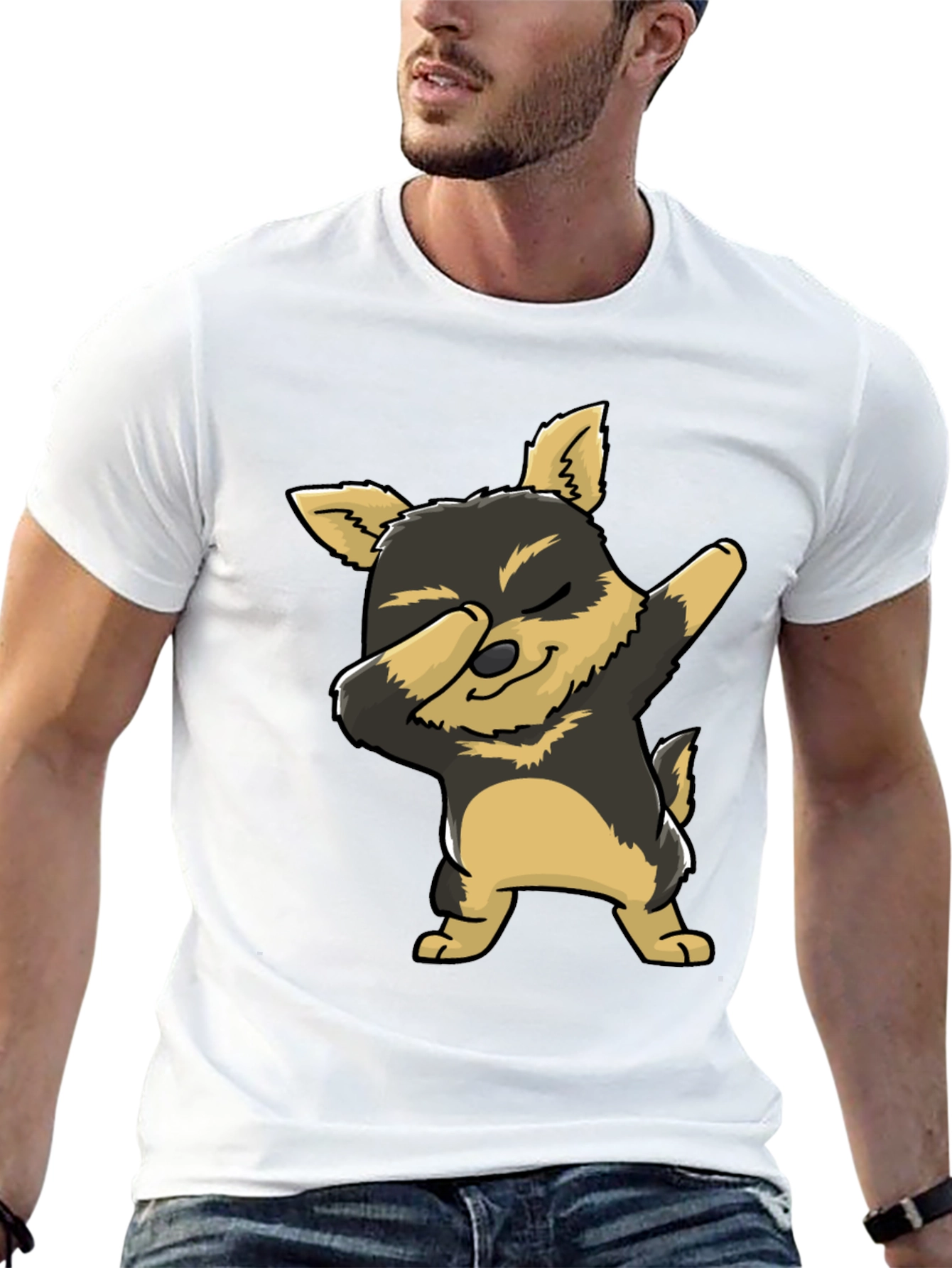 Dabbing Dog Graphic Tee - Cute Cartoon Dog T-Shirt