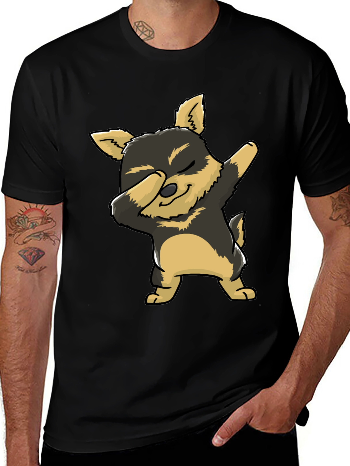 Dabbing Dog Graphic Tee - Cute Cartoon Dog T-Shirt