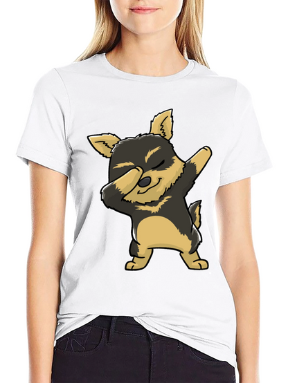 Dabbing Dog Graphic Tee - Cute Cartoon Dog T-Shirt