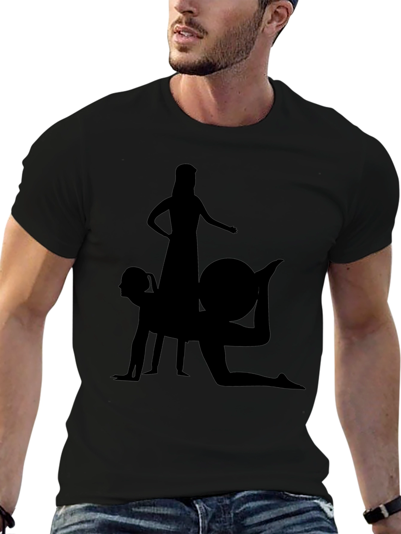 Silhouette Fitness Humor T-Shirt - Black