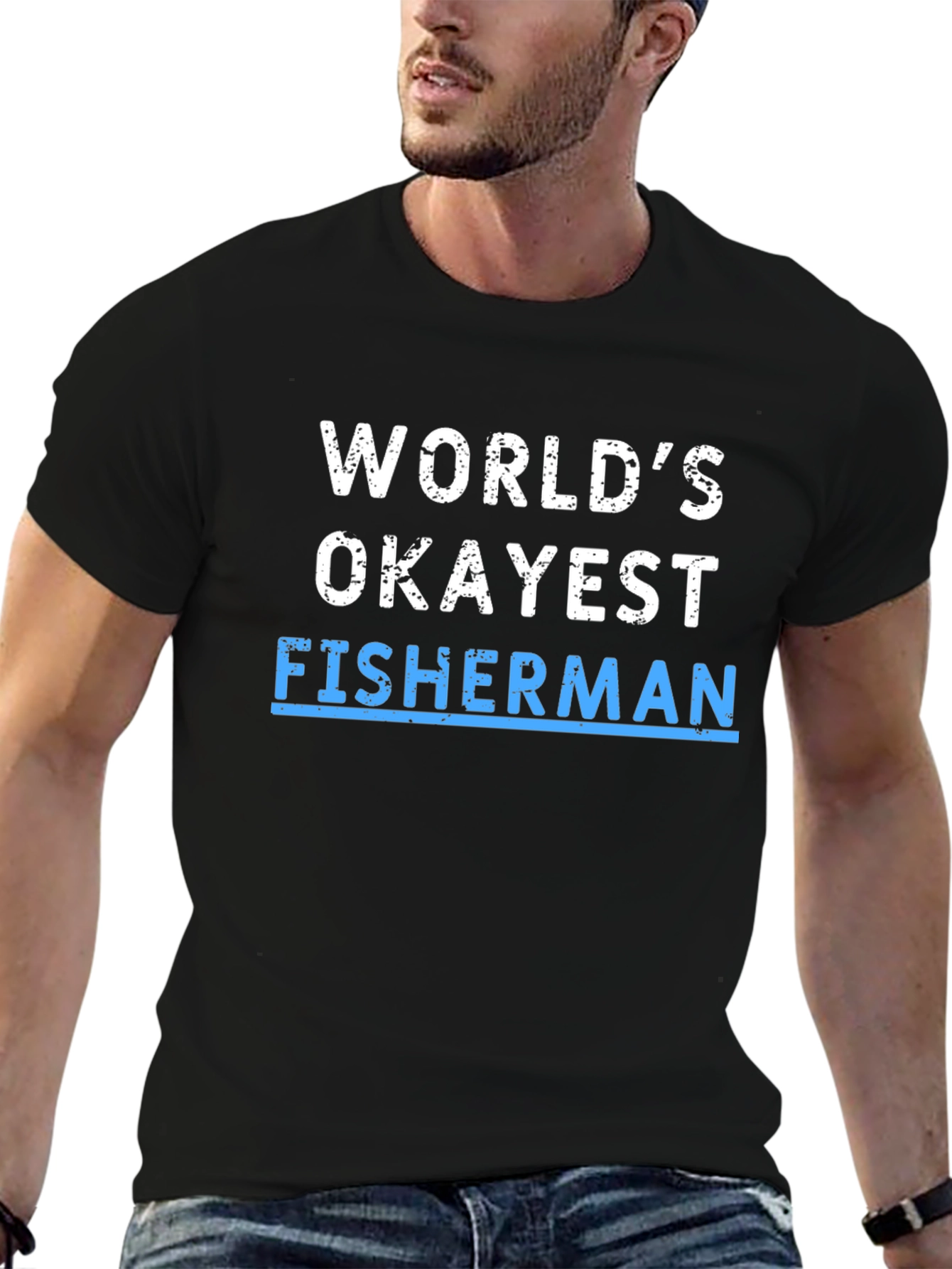 Worlds Okayest Fisherman T-Shirt - Humor Tee