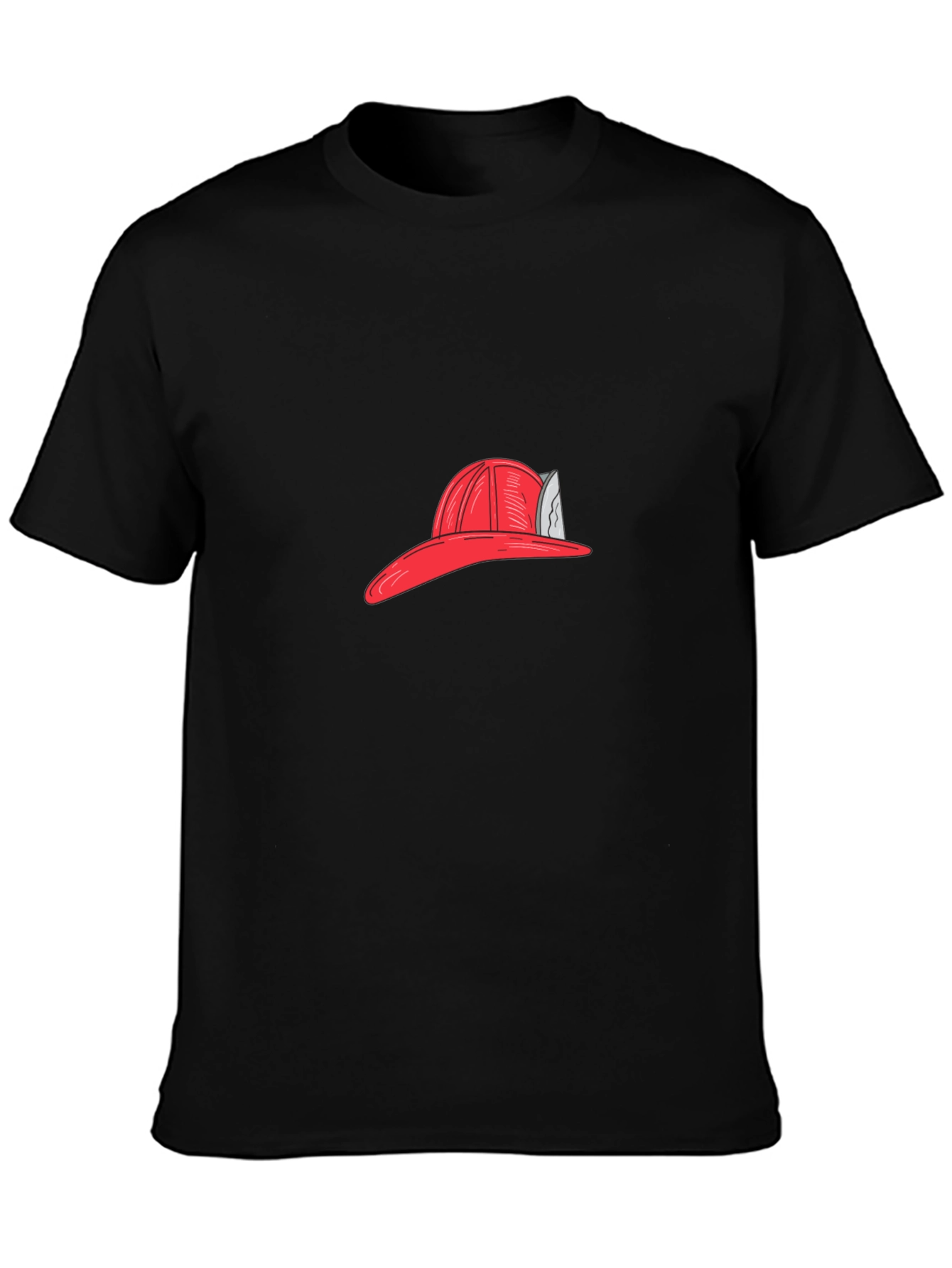 Firefighter Hat Graphic Tee - Black Casual T-Shirt