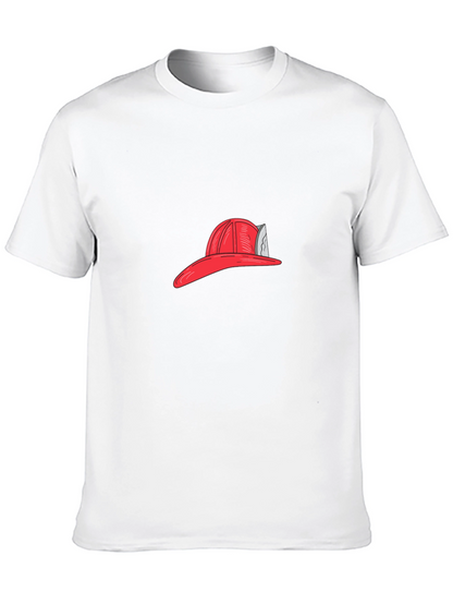 Firefighter Hat Graphic Tee - Black Casual T-Shirt