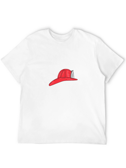 Firefighter Hat Graphic Tee - Black Casual T-Shirt