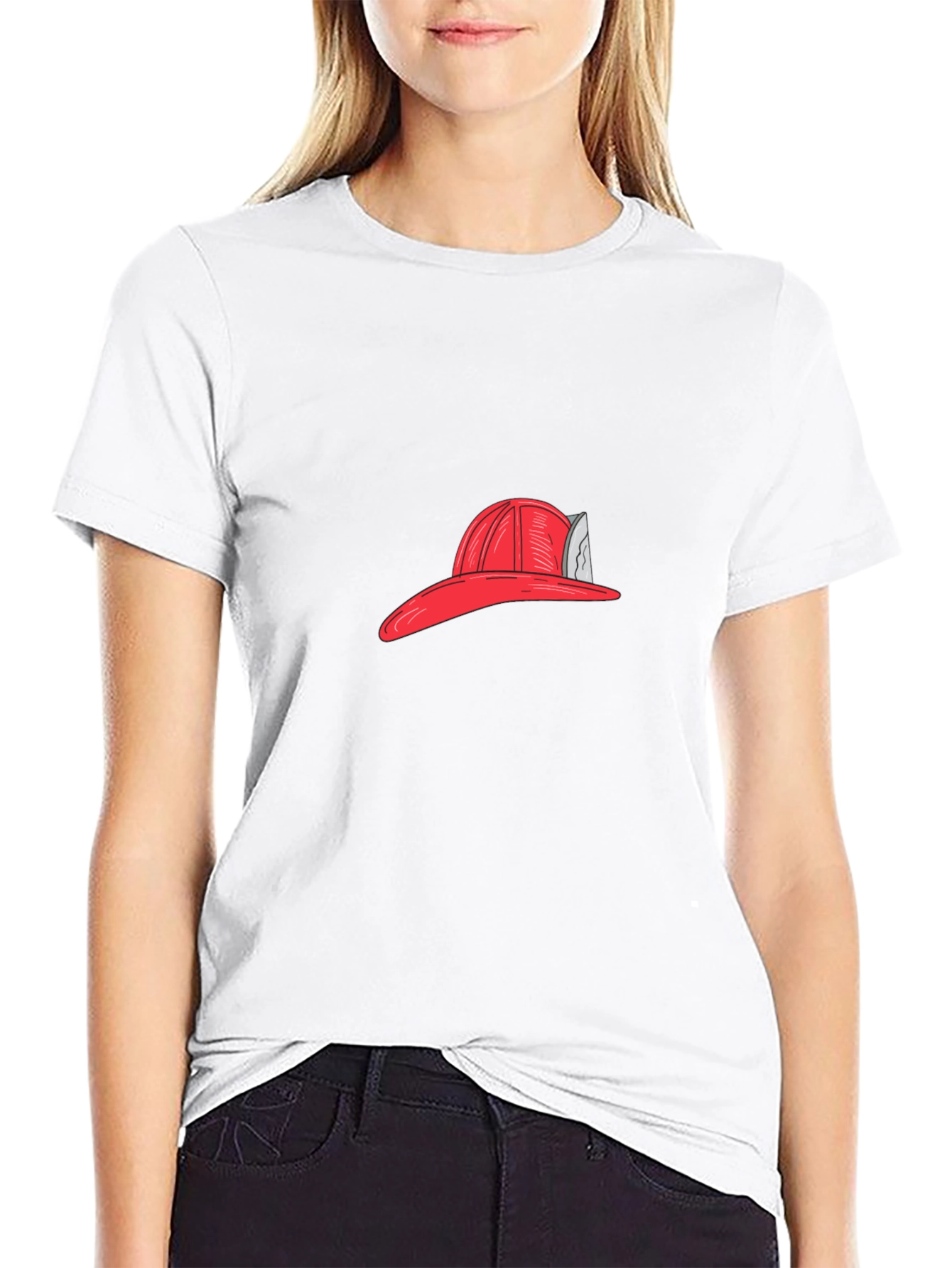 Firefighter Hat Graphic Tee - Black Casual T-Shirt