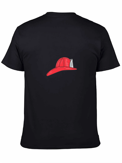 Firefighter Hat Graphic Tee - Black Casual T-Shirt
