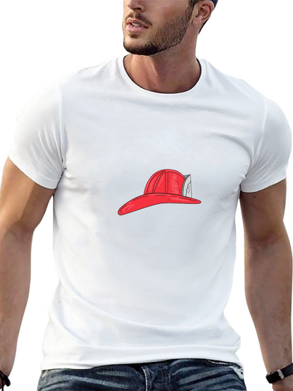 Firefighter Hat Graphic Tee - Black Casual T-Shirt