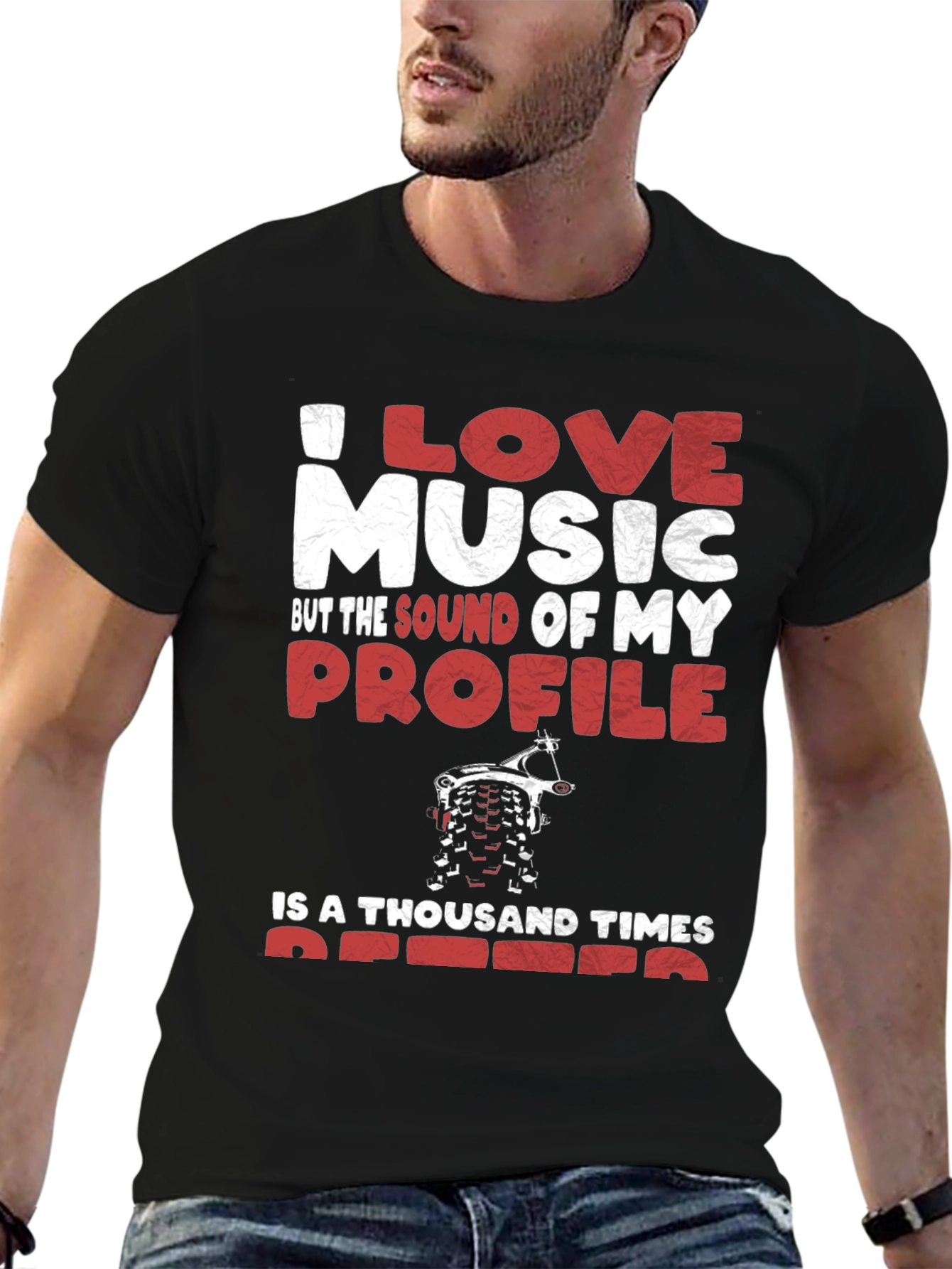 I Love Music Profile Dirt Bike Graphic Tee