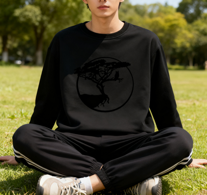 Nature-Inspired Owl & Tree Graphic Sweatshirt (Unisex)