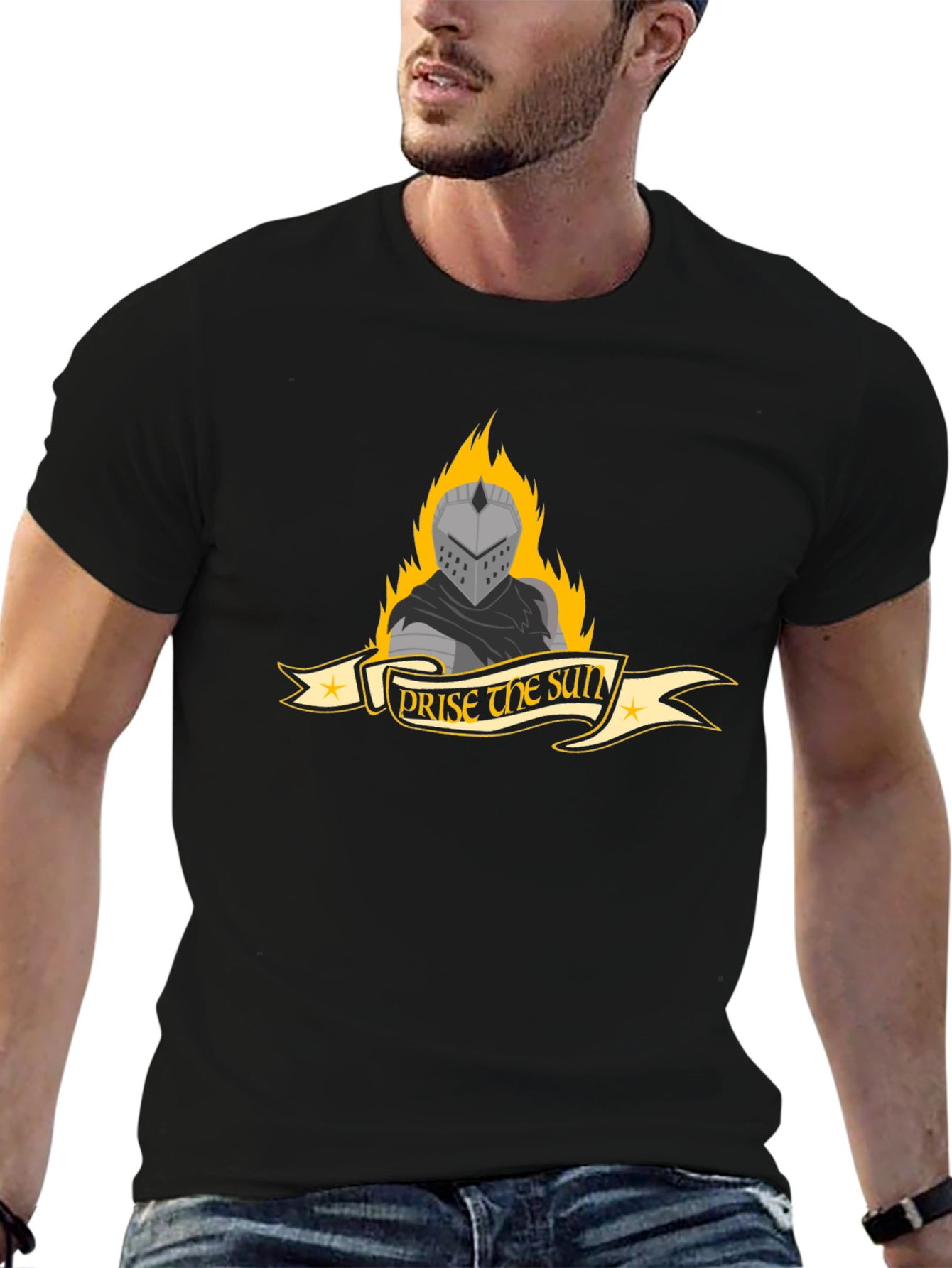 Praise the Sun Knight Graphic Tee - Black