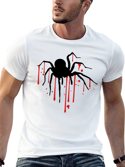 Mens Black Spider Blood Drip Graphic T-Shirt
