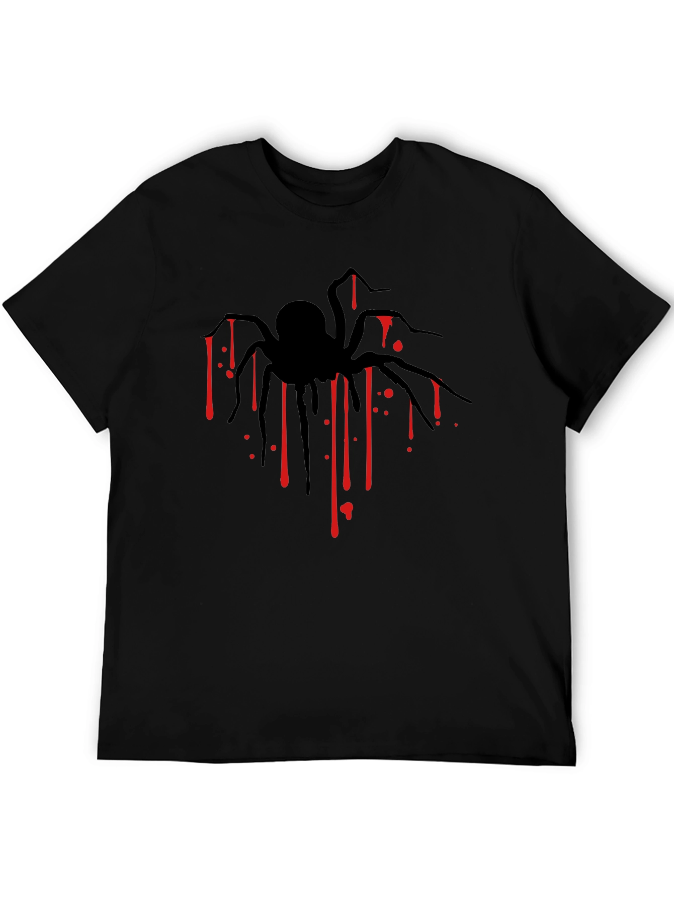Mens Black Spider Blood Drip Graphic T-Shirt