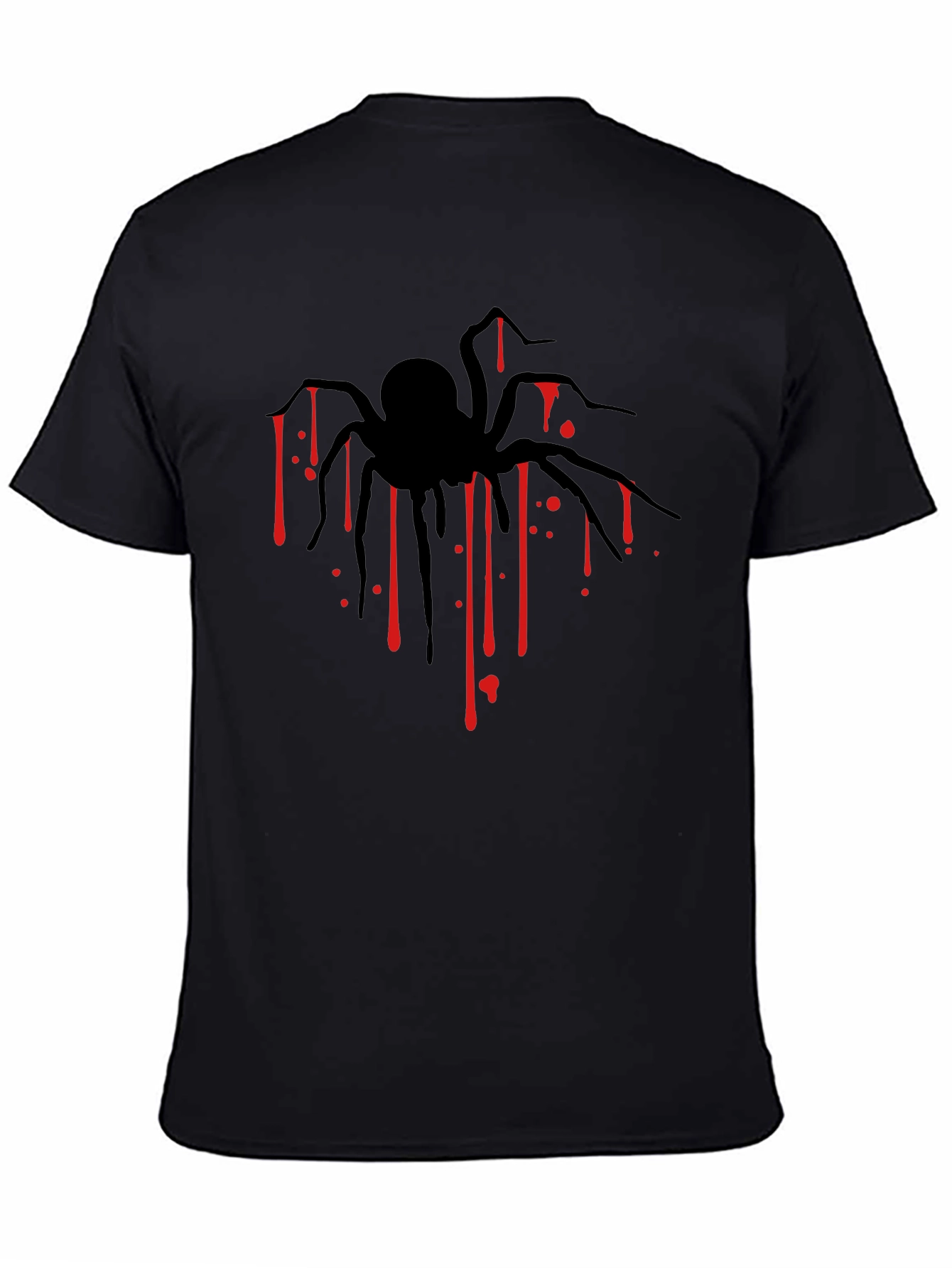 Mens Black Spider Blood Drip Graphic T-Shirt