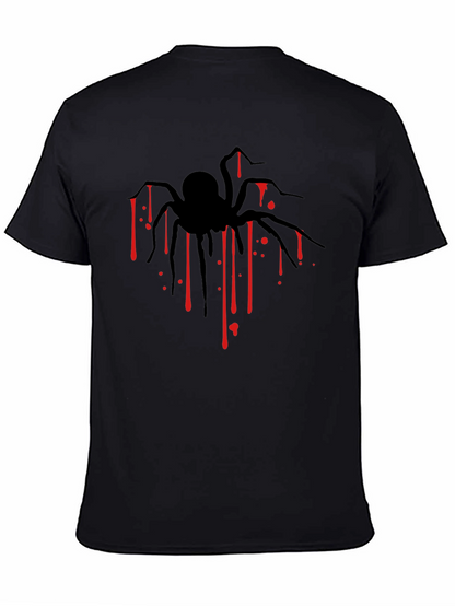 Mens Black Spider Blood Drip Graphic T-Shirt