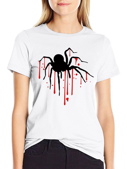 Mens Black Spider Blood Drip Graphic T-Shirt