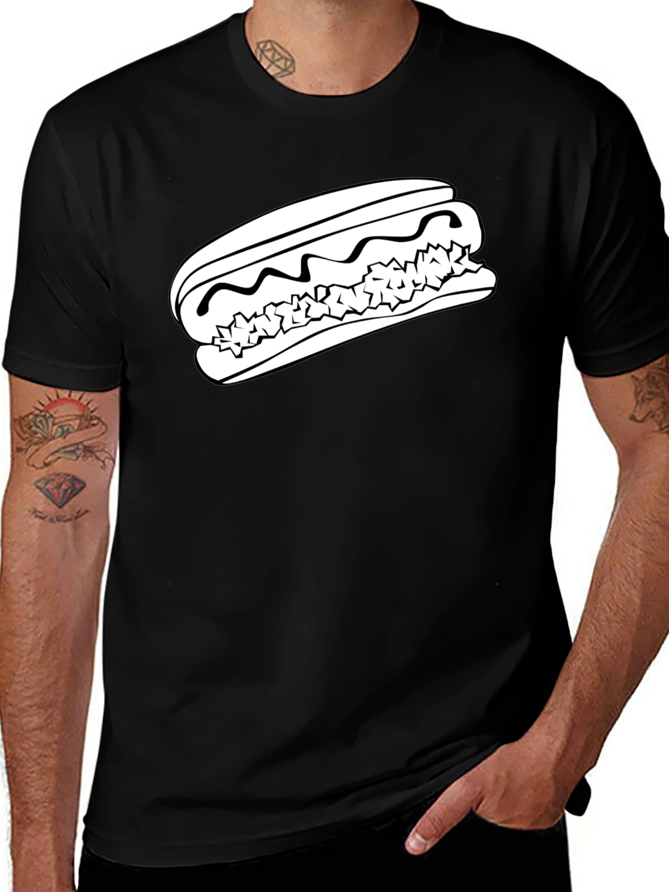 Hot Dog Graphic Tee - Unisex Black T-Shirt
