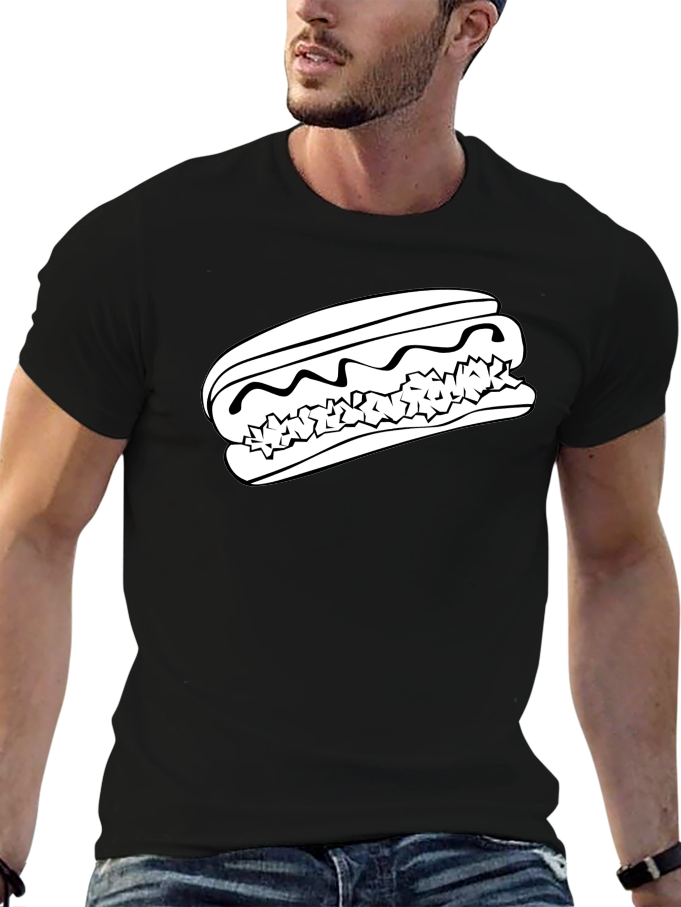 Hot Dog Graphic Tee - Unisex Black T-Shirt