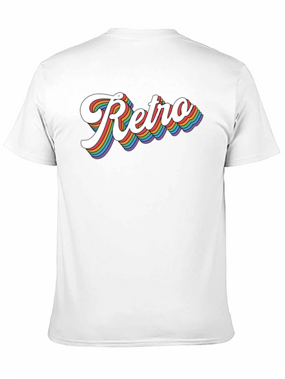 Retro Rainbow Text Graphic Tee - Black
