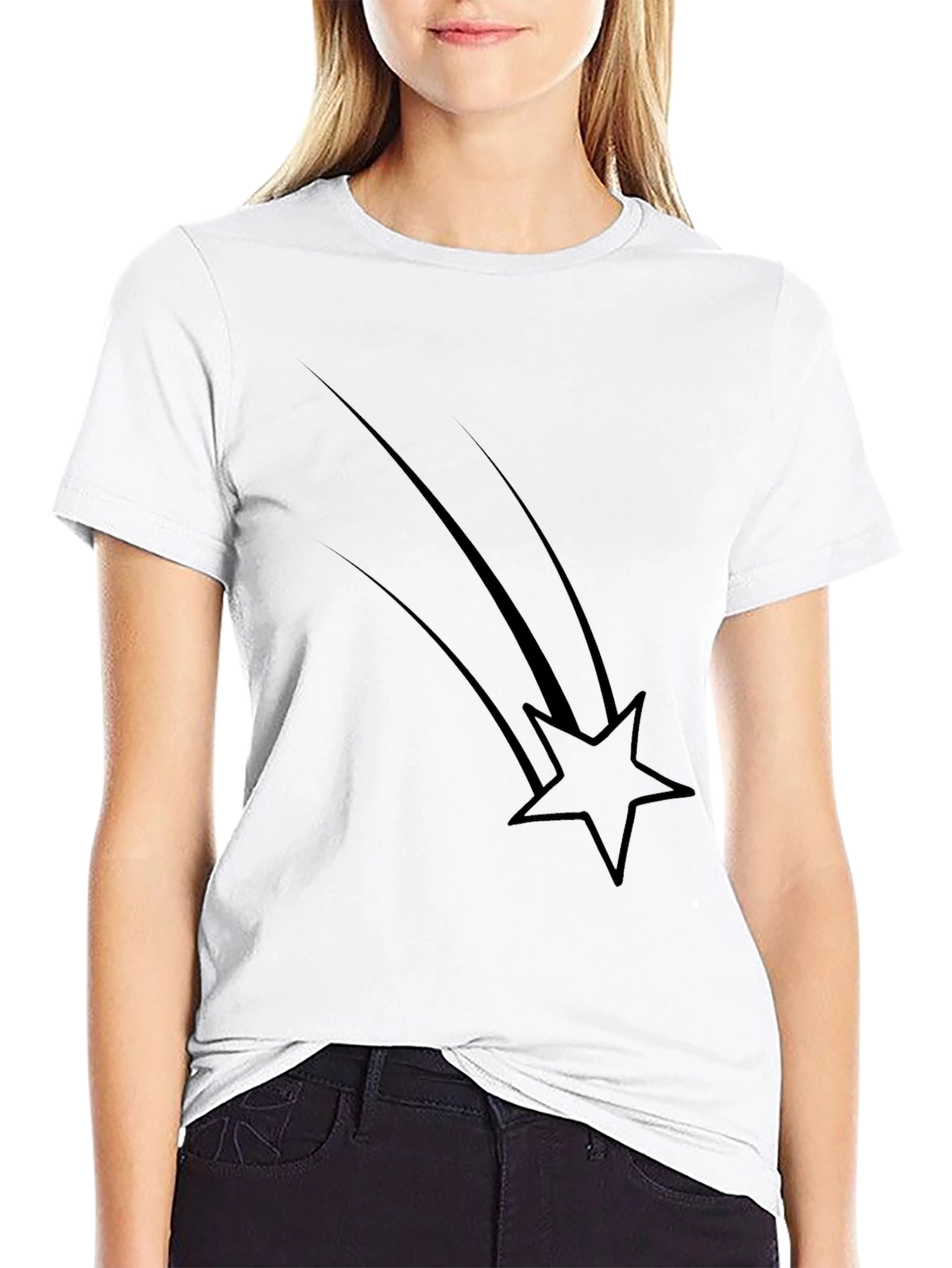 Mens Black Graphic Tee - Shooting Star Design