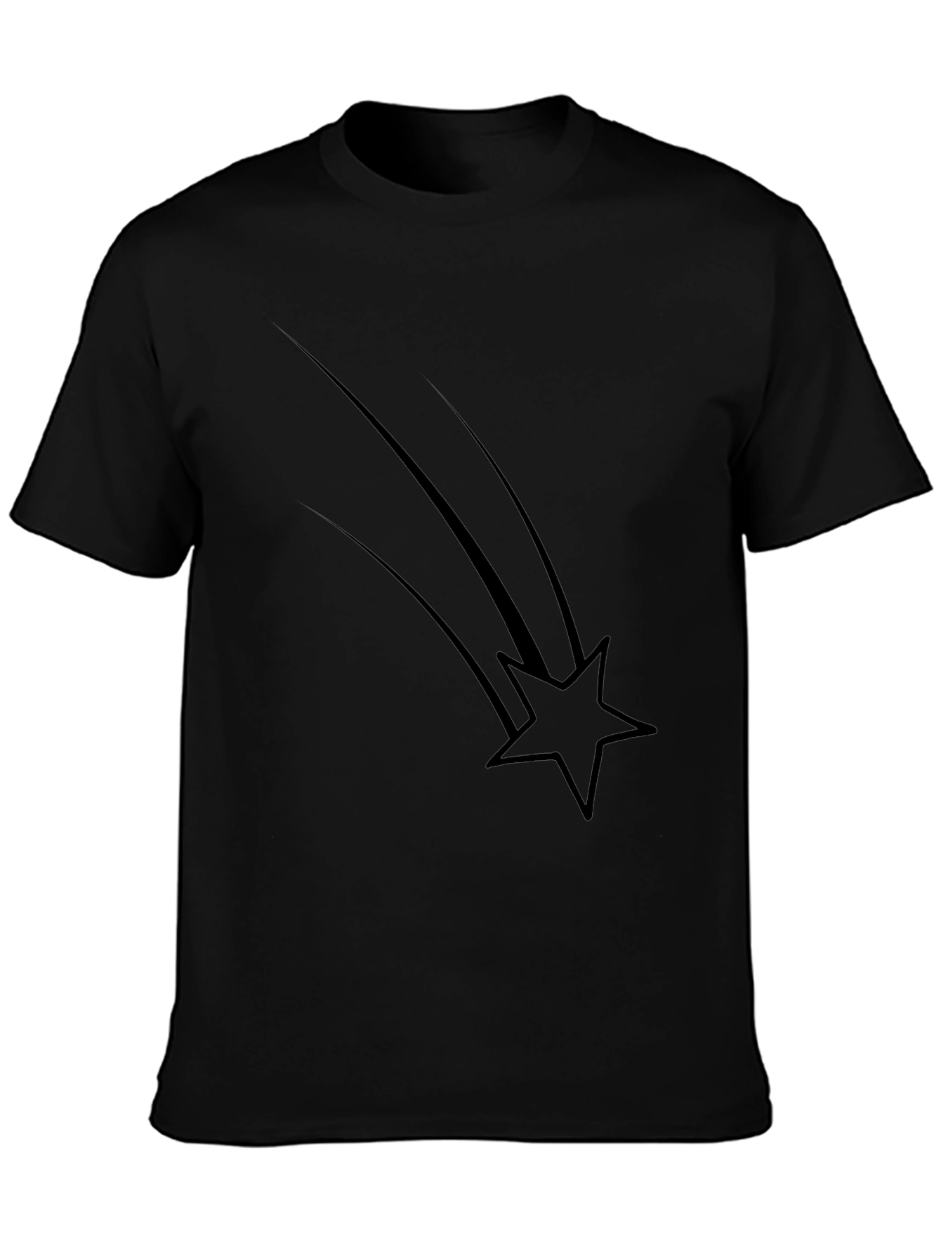 Mens Black Graphic Tee - Shooting Star Design