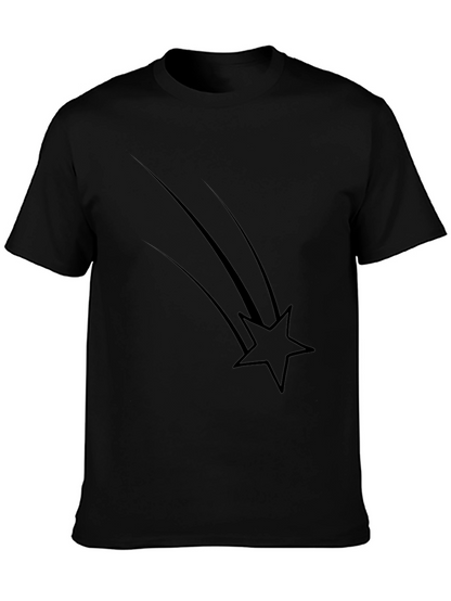 Mens Black Graphic Tee - Shooting Star Design