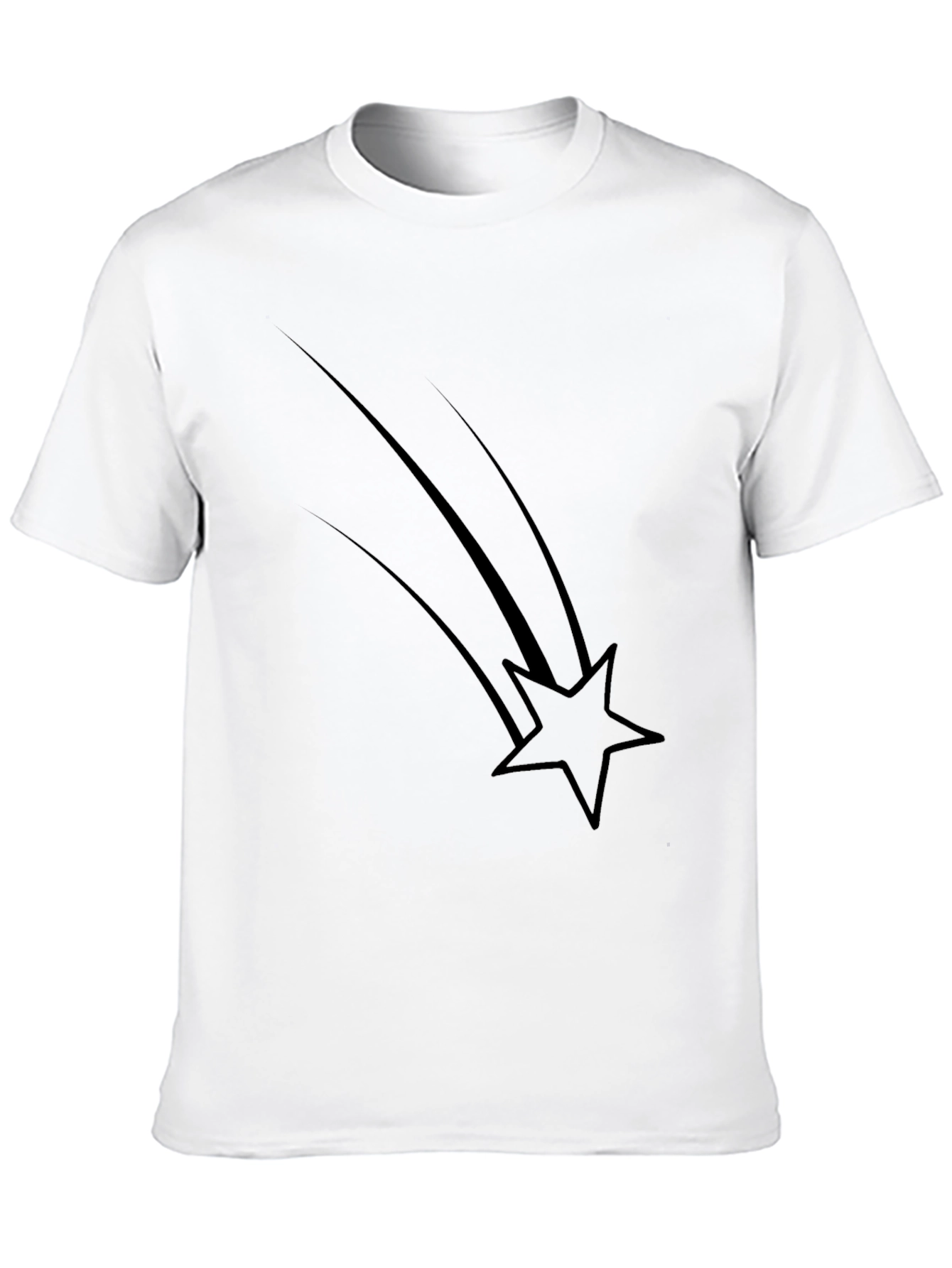 Mens Black Graphic Tee - Shooting Star Design
