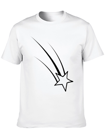 Mens Black Graphic Tee - Shooting Star Design