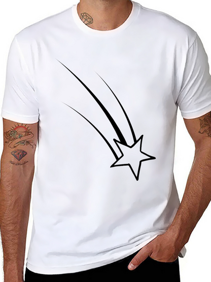 Mens Black Graphic Tee - Shooting Star Design