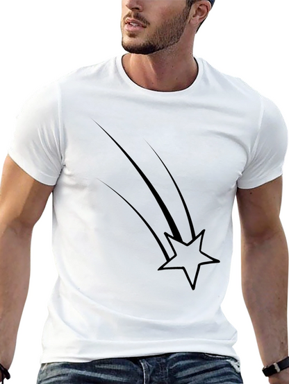 Mens Black Graphic Tee - Shooting Star Design