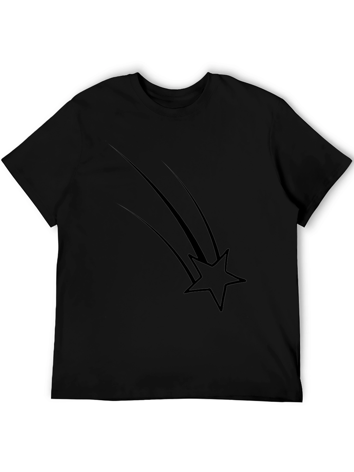 Mens Black Graphic Tee - Shooting Star Design