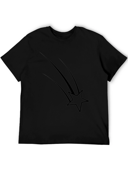 Mens Black Graphic Tee - Shooting Star Design