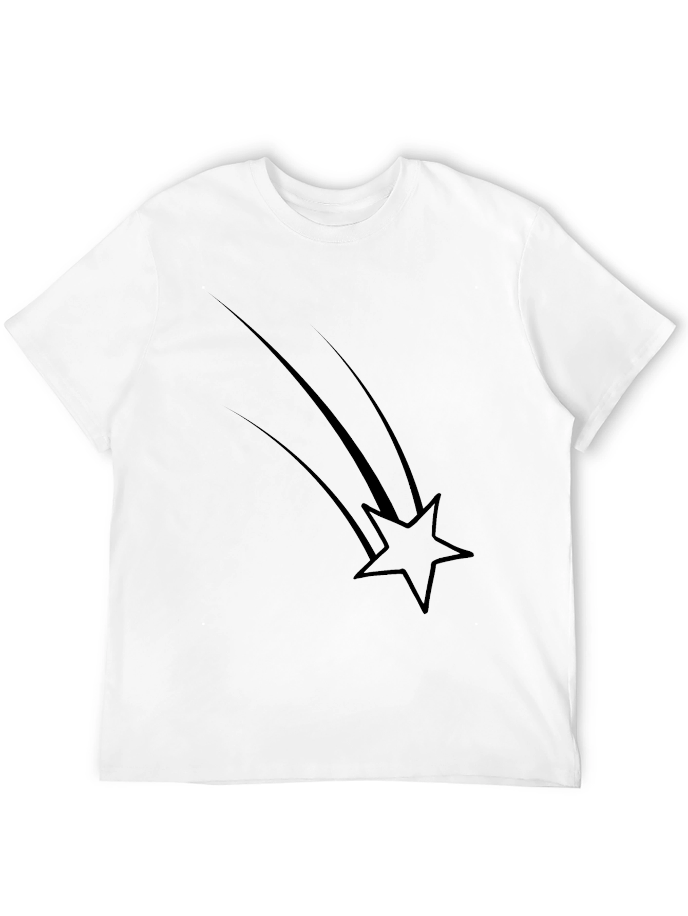 Mens Black Graphic Tee - Shooting Star Design