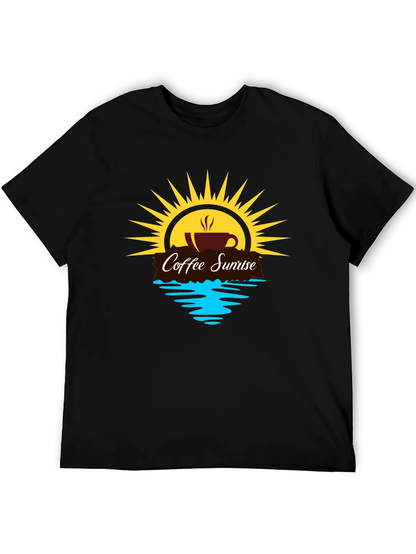 Coffee Sunrise Graphic Tee - Black Casual Shirt