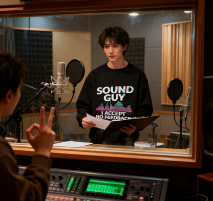 Unisex "Sound Guy No Feedback" Audio-Pro Graphic Sweatshirt