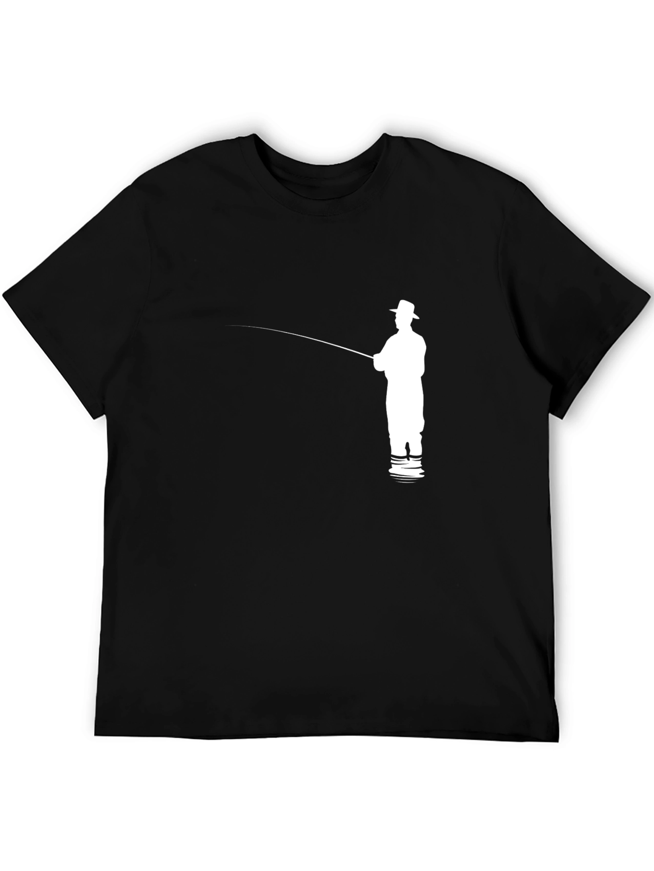 Fishing Silhouette Graphic Tee - Black