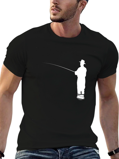 Fishing Silhouette Graphic Tee - Black
