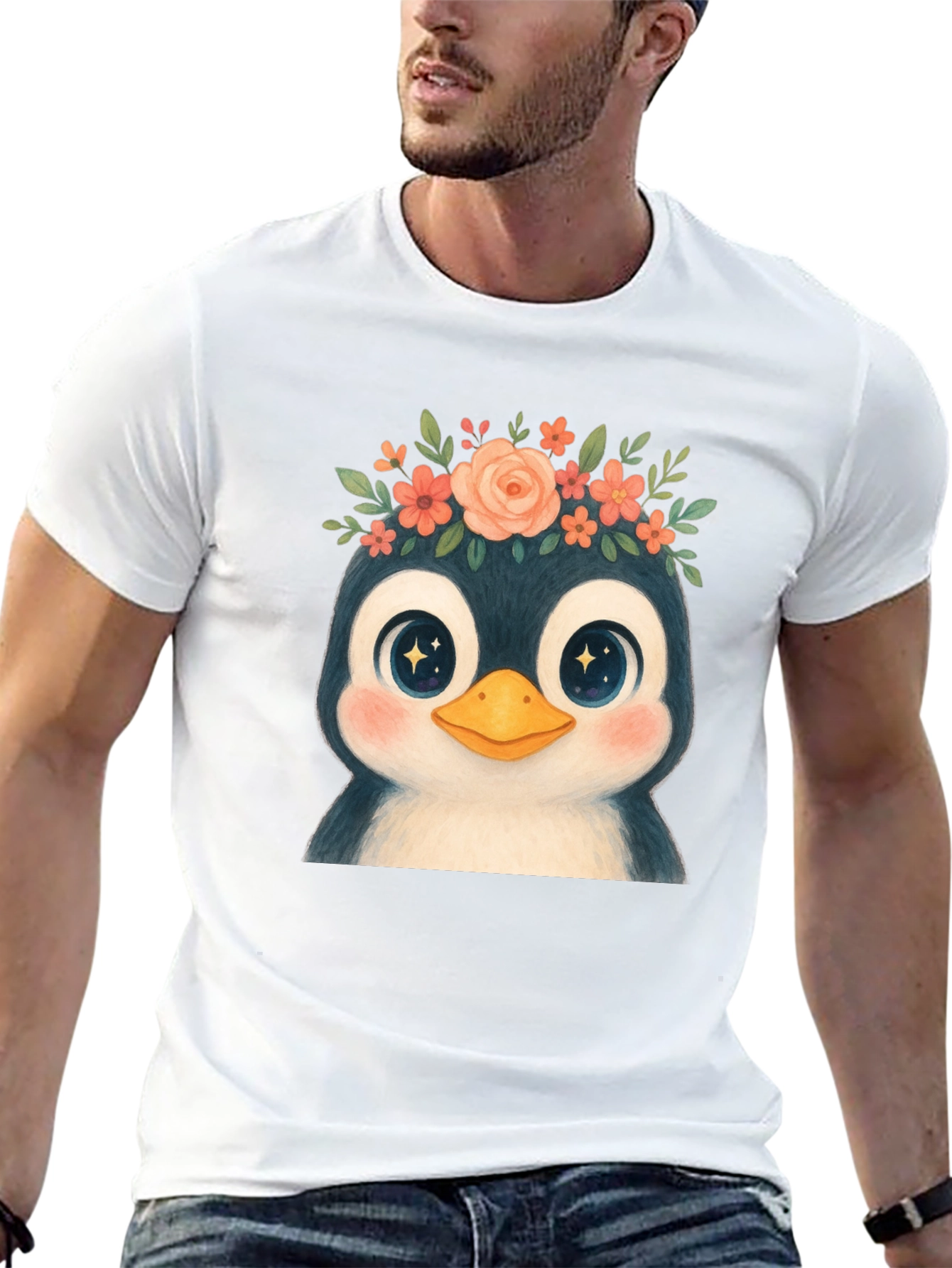Penguin Floral Crown Graphic Tee