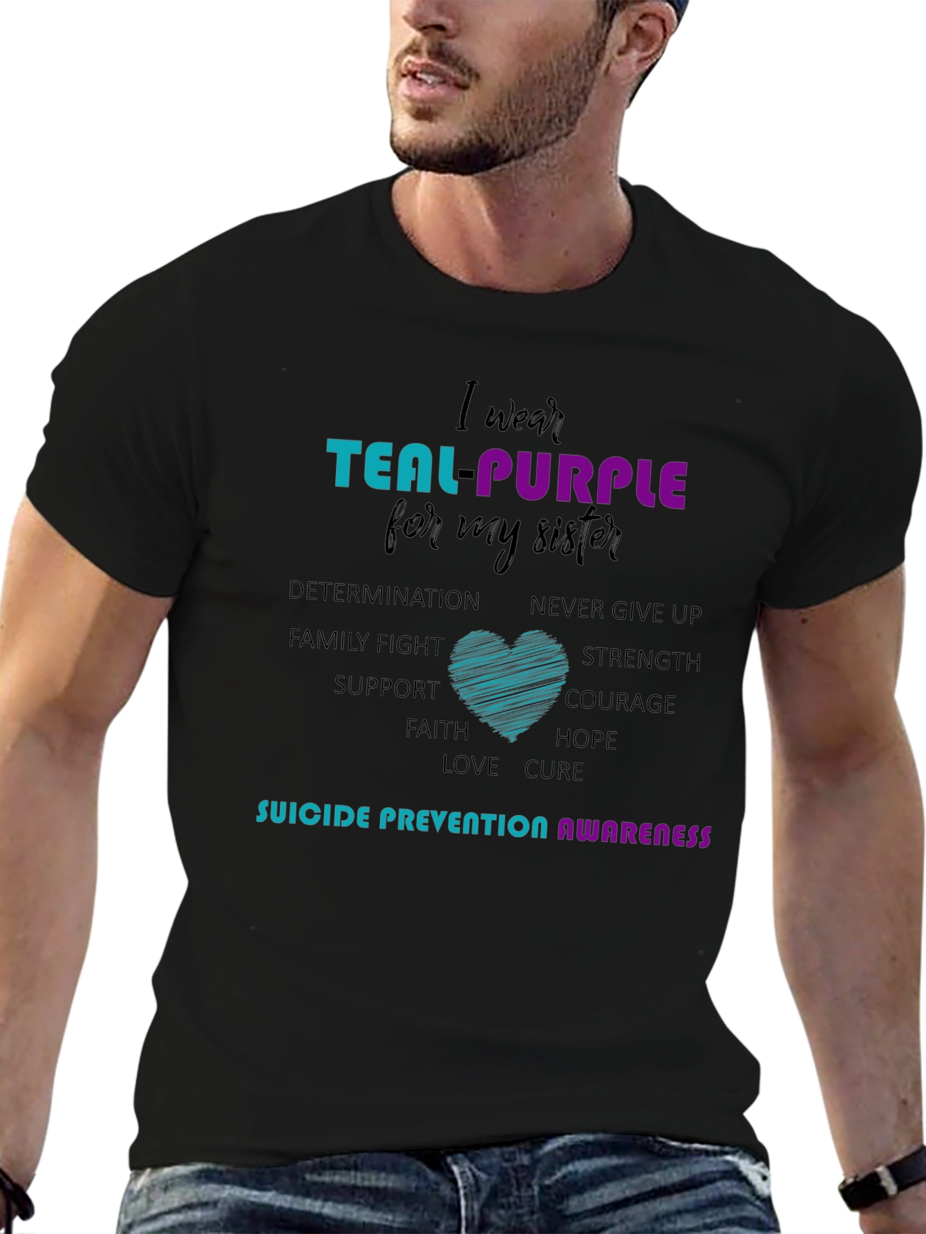Teal Purple Sister Suicide Prevention Awareness T-Shirt