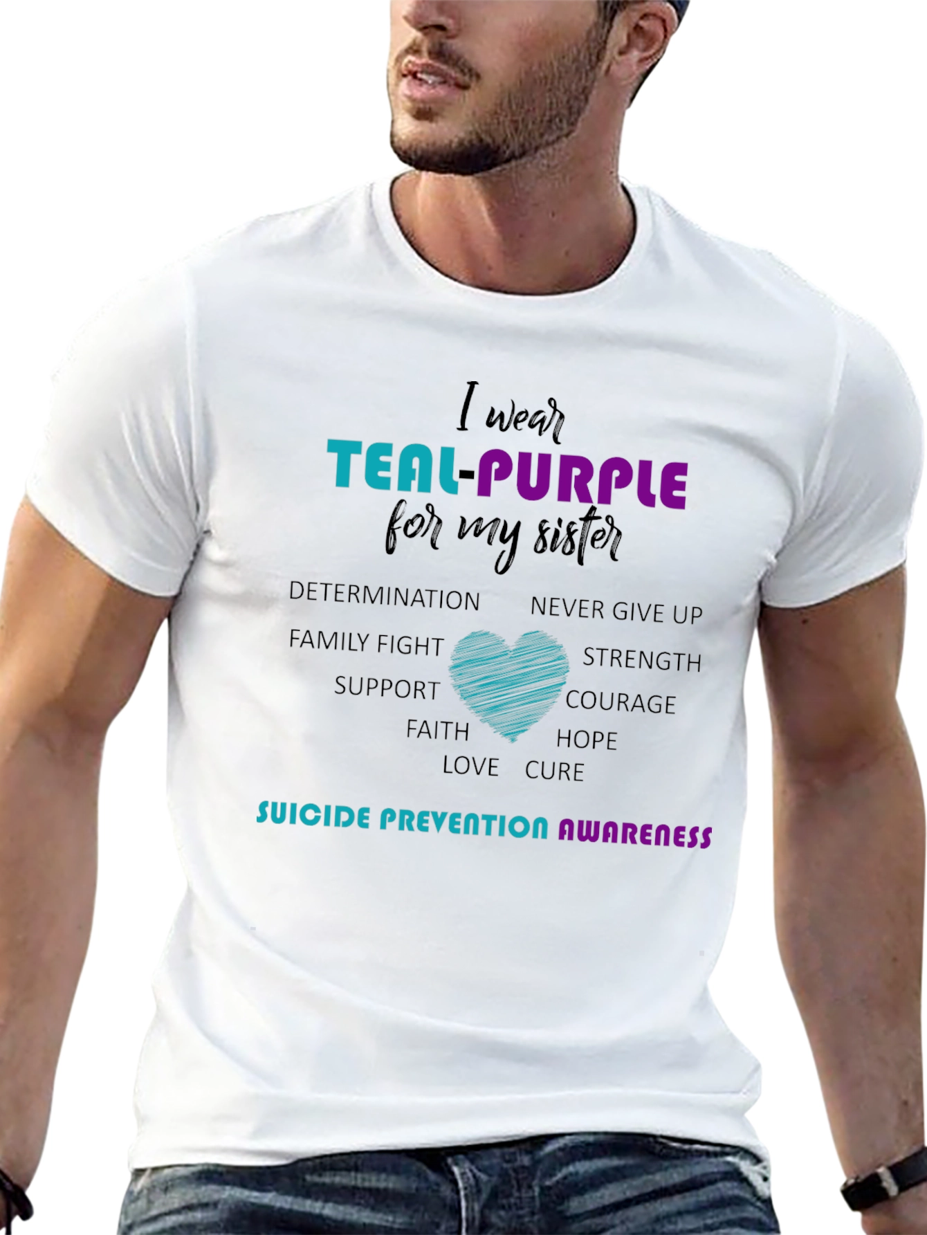 Teal Purple Sister Suicide Prevention Awareness T-Shirt